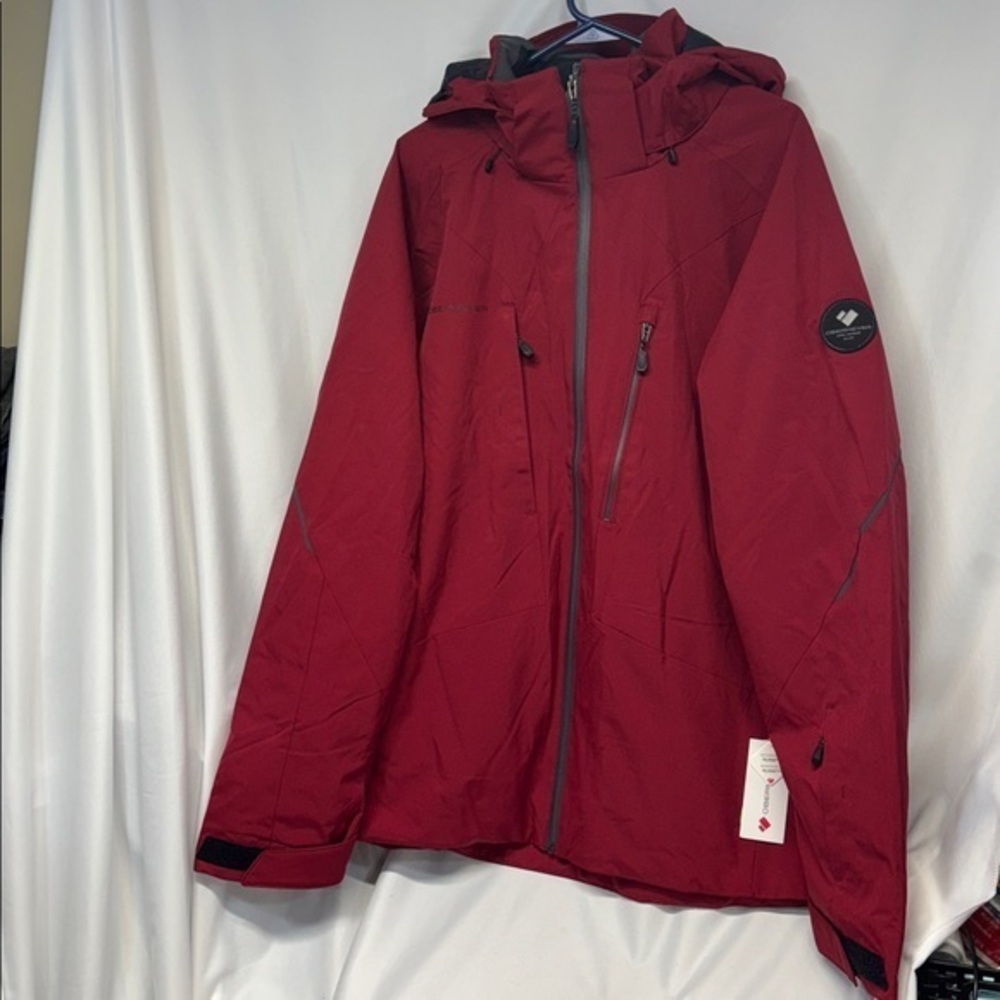 Obermeyer Raze jacket rustic red and blk Alpine series waterproof full zip coat